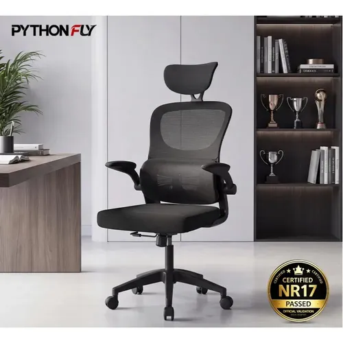 Cadeira Escritorio Ergonomica Giratoria Com Apoio Lombar Python Fly Nr17