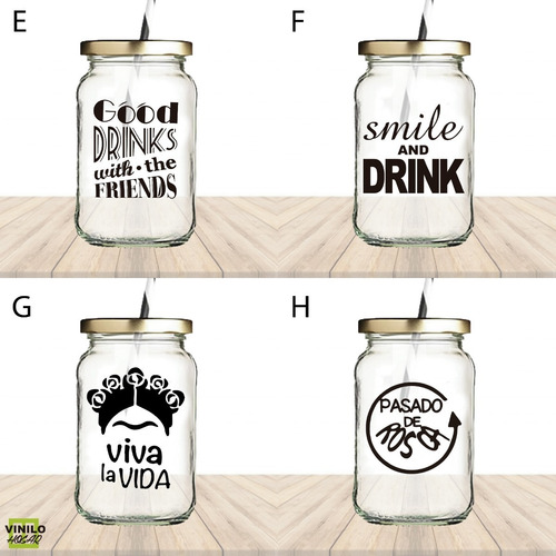 Vinilo Decorativo Para Frascos - Frases Varias X12unid
