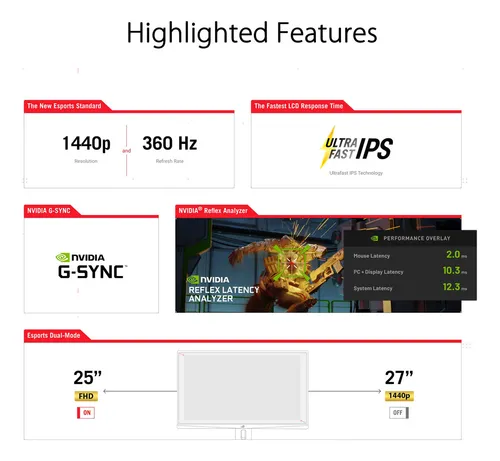 Monitor Para Juegos Asus Rog Swift 360hz 27 1440p Hdr (pg27a
