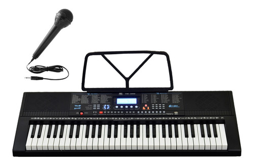 Imagen 1 de 10 de Teclado 5 Octavas 61 Teclas Usb Mp3 Microfono Y Atril