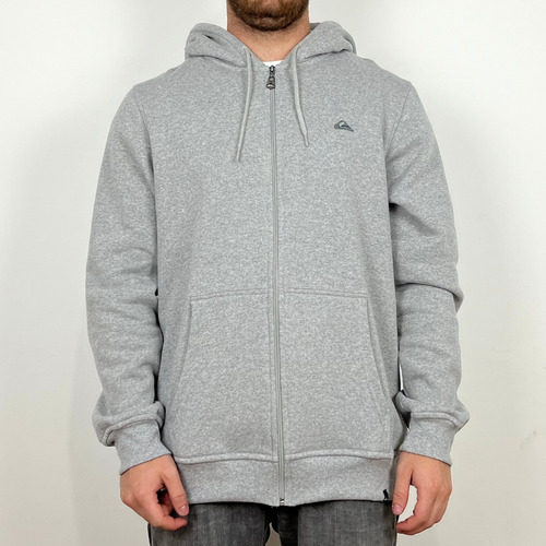 Moletom Quiksilver Aberto Embroidery Cinza Mescla