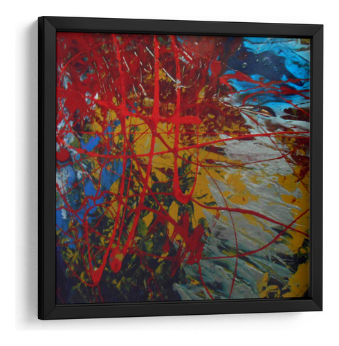 Cuadro Enmarcado Negro Estudio Abstracto Número 7 30x30
