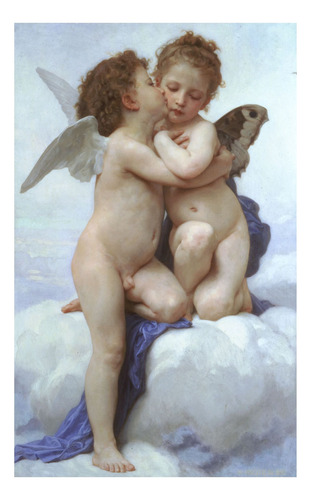 Cuadro Decorativo El Primer Beso De Bouguereau Colores Negro