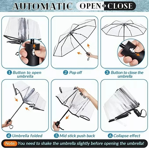 Paraguas Transparente Sombrilla Plegable Automático