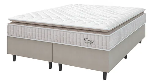 Cama Box Colchão Casal King Molas Ensacadas City Pillow Top 193x2...