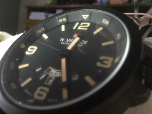 Relógio Naviforce, Preto, Calendário Tríplice, Grande.