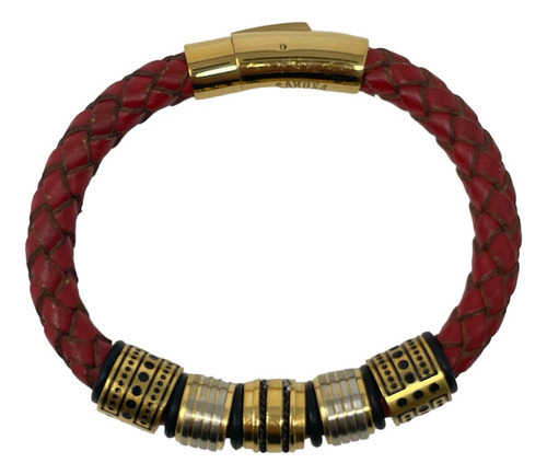 Pulsera Brazalete Deluxe Skulls Para Hombre De Moda Sarosa Color Rojo