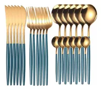 Comprar Cubiertos Dorados Modernos Cubiertos De Oro Mate 24 Piezas