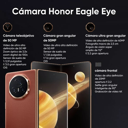 Smartphone Honor Magic V3 Dual Sim Teléfono 12gb Ram 512gb Rom Android 14 Celular 5150mah Con Nfc Marrón