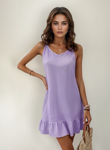 Vestido Corto Escote V Con Titrantes Y Detalle De Nudo #211