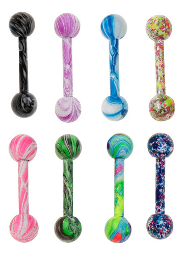 8 Piezas De Acero Inoxidable Lengua Barras Anillos Anillos