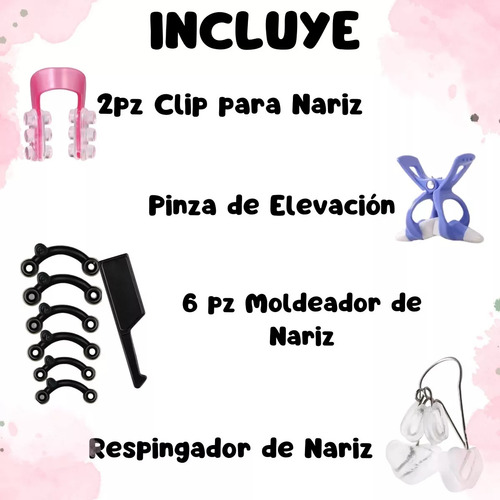 Kit Corrector Nasal Clip Respingador De Nariz 10 Piezas Color Multicolor