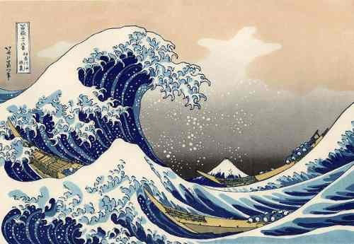 Vinilo Decorativo 60x90cm Hokusai La Gran Ola M3