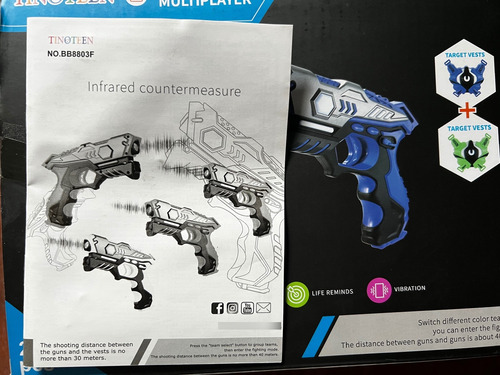 Tinoteen Juego Pistolas Láser Chalecos 2 Jugadores Azul