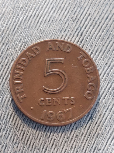 Moneda De Trinidad Y Tobago 5 Céntimos Año 1967 Bronce 