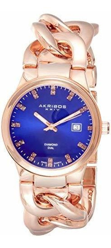 Akribos Xxiv Women's Double Diamond Hour Markers Watch - Swi