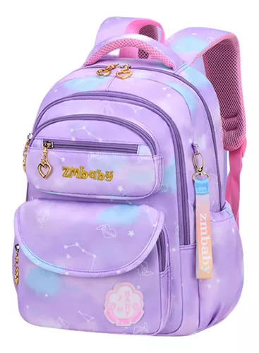 Mochila Escolar Infantil De Gran Capacidad Para Niñas De Primaria Color Lila
