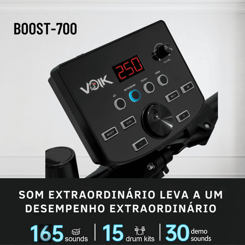 Bateria Eletrônica Voik Boost-700 Com Midi Profissional Cor Preto