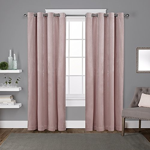 Exclusive Home Velvet - Par De Paneles De Cortina Con Ojales En La Parte Superior, 54 X 108 Pulgadas, Color Rubor