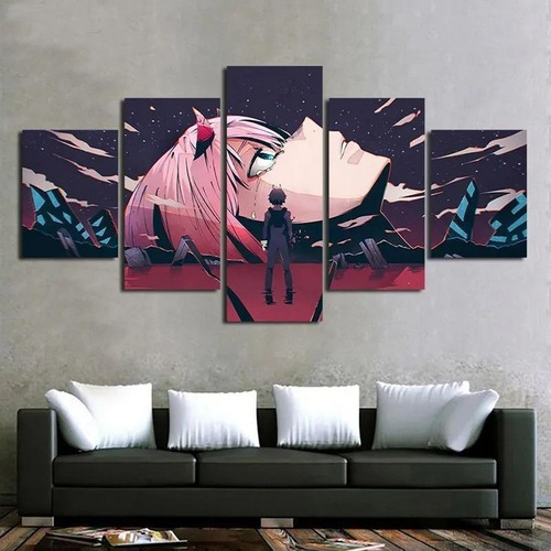 Painel Quadro 5 Partes Anime Darling In The Franxx