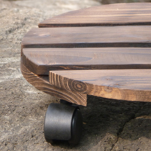 Maceta De Madera Con Ruedas Redondas, Soporte Móvil Para