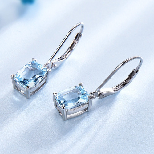 Aretes Pendientes De Plata 925 Con Gema De Topacio Tc8
