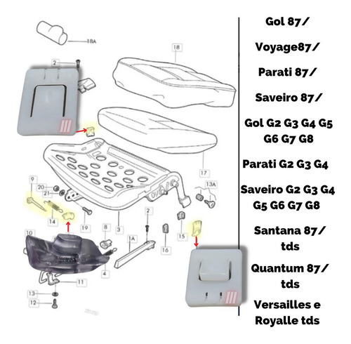 Par Reparo Trilho Banco Gol Saveiro G2 G3 G4 G5 Linha Vw