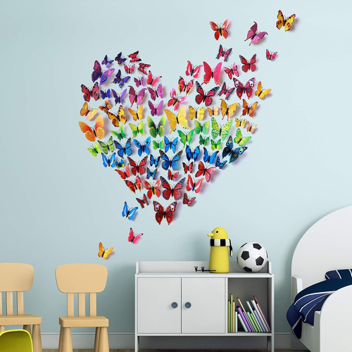 96pcs Etiqueta Engomada De Mariposa Decorativa Calcomanía 3d