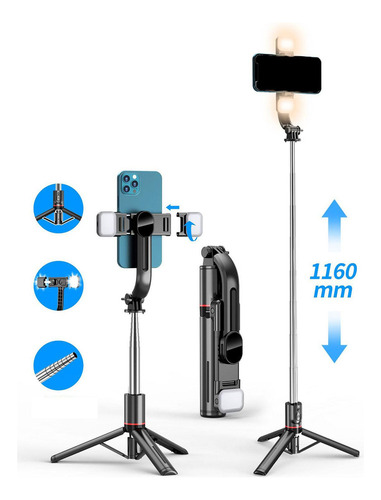 Tripé De Telefone Selfie Stick Com Luzes De Preenchimento E