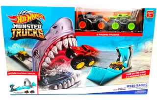 Tiburón Pista Armable Monster Trucks Hot Wheels Juguete