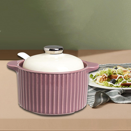 Tarro De Cerámica Para Yogur, Contenedor De Para Púrpura