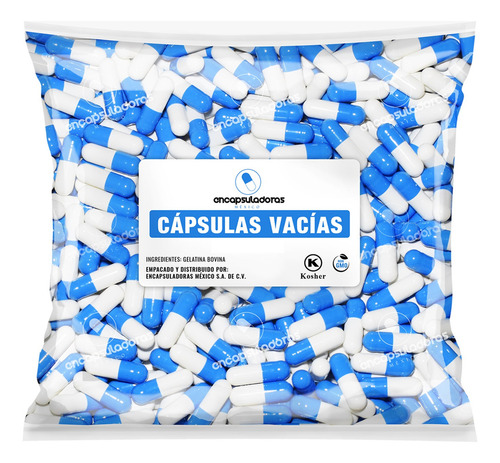 Capsulas Vacias No. 0 Azul/blanco, 10 Millares Color Azul/blanco
