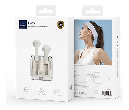 Auriculares Inalambricos Bluetooth Hi Fi Wiwu Crystal T21 Color Blanco