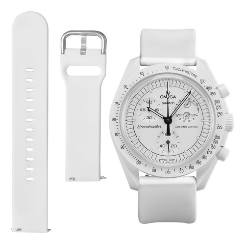 Correa De Reloj Para Omega X Swatch Moonswatch 20mm-blanco