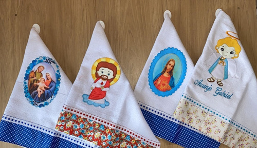 40 Panos De Prato Religiosos Bordados Patchwork Com Bainha