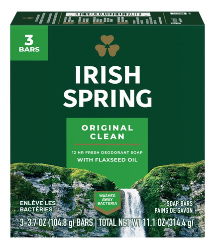 Irish Spring Jabón Desodorante Original, 3.7 Onzas (paquet.