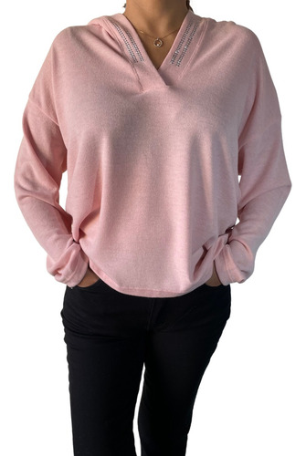 Sweater Con Brillos En El Cuello - Lanilla Cashmere