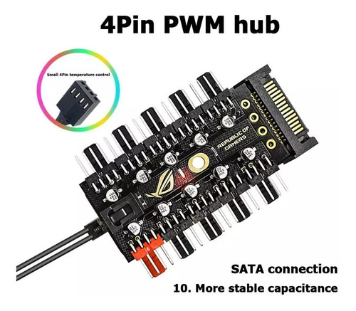 Cable Ventilador Extensión Fan Hub Pwm - Sata - 10 Puertos