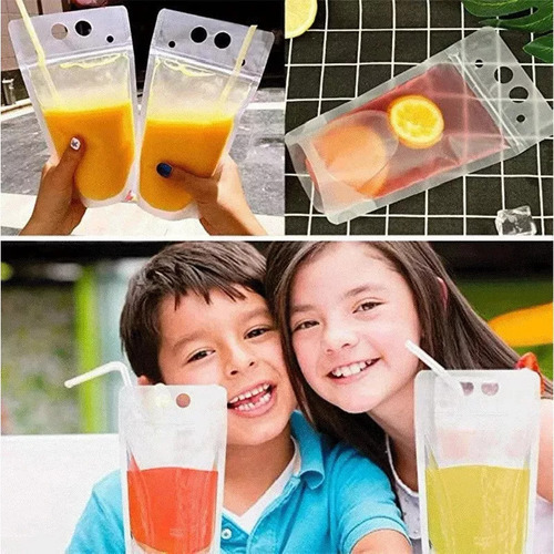 Bolsa De Bebida Desechable Transparente De 100 Piezas Con
