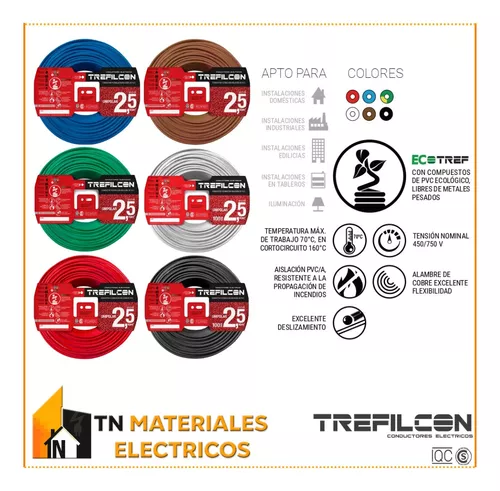 Cable Unipolar Trefilcon 1.5 Mm Normalizado Rollo 50 Metros