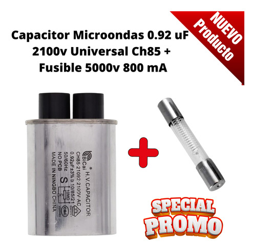 Capacitor Microondas 0.92 Uf 2100v Con Fusible 5000v 800ma