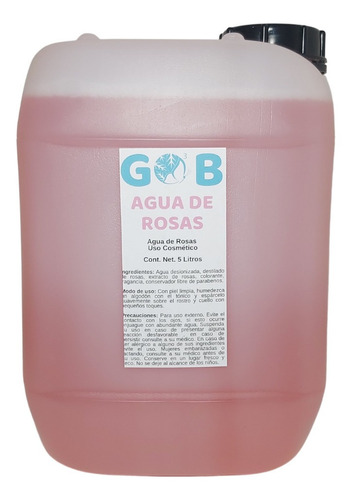 Agua De Rosas - Tónico Facial - Gob - 5 Litros