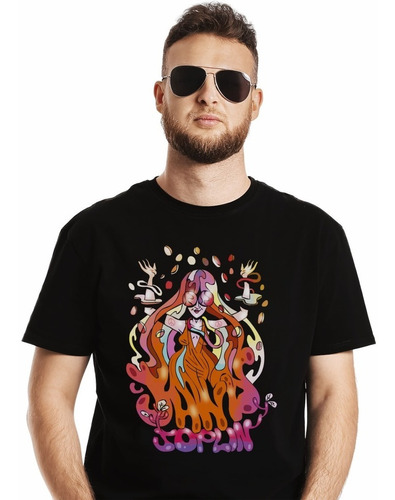 Polera Janis Joplin Cartoon Art Rock Impresión Directa