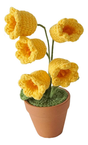 Flores Artificiales Tejidas A Mano Adorno De Amarillo