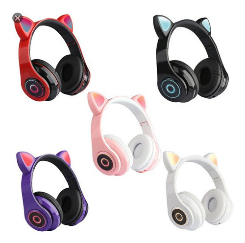 Audifonos Diadema Con Orejas De Gato, Luces Led Inalámbricos