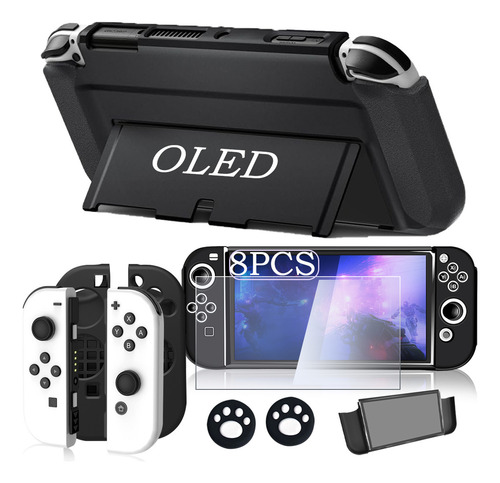 Cddgl Funda Protectora Compatible Carcasa Con Nintendo Switch Oled Funda Delgada Y Acoplable Para Consola Ns Y Controladores Protector De Pantalla De Cristal 2 Tapas De Agarre Mayoristas