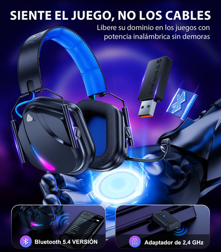 Auriculares Para Juegos Hw12 Para Ps4, Ps5, Xbox Series X, Pc, Switch, Auriculares Para Computadora Con Micrófono Con Cancelación De Ruido, Con Conector De Audio De 3,5 Mm, Diseño Plegable (Azul)