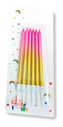 Velas Degrade Dorado Y Rosa X 6 U - Lollipop