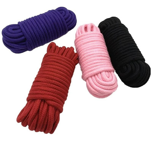 Cuerda Shibari 10m Unidad Colores Rojo Negro Morado Y Rosado