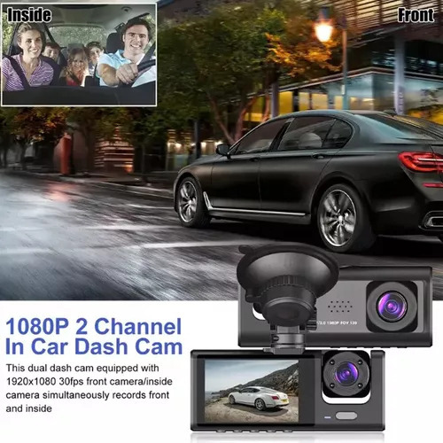 La Cámara Trasera Delantera Interna Del Dvr Del Coche Graba